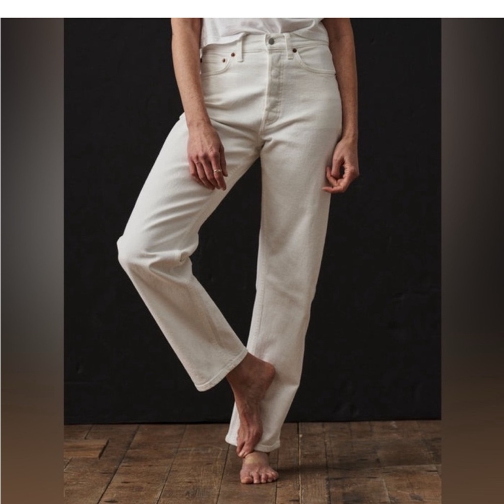 Buck Mason Women's Cream Straight Leg Jeans (Rider Jeans) - Size 26